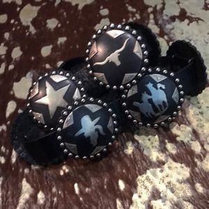 Black leather western  concho belt